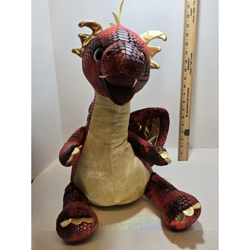 Hug Me Sound and Light up 20"‎ Plushy/Stuffed Animal Dragon, Red & Gold